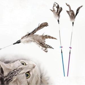 Cat Toys Acrylic Cat Toys Feather Wand Kitten Cats Teaser Turkey Interactive Stick Toy Wire Chaser Supplies Drop Delivery Home Garden Dhfw0
