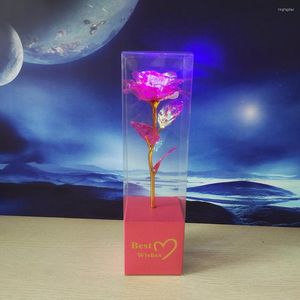 Decorative Flowers 1Pc 24K Aluminum Foil Rose Gold Lover Lighting Flower Valentine's Day Creative Gift Lasting Eternal Love Wedding