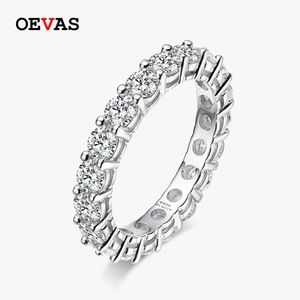 Wedding Rings OEVAS 22 M Full Circle Row Diamond Ring 925 Sterling Silver Pass Test For Women Fine Jewelry 231120
