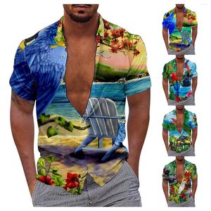 Camicie casual da uomo Parrot Print 3d Digital Loose Short Pride Men Mens Manica lunga media T T-shirt grande e alta