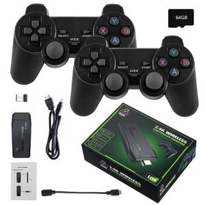 Игровые контроллеры Joysticks 4K Video Game Console 24G Двойной беспроводной контроллер, подходящая для PS1 10000 Games 64GB Vintage Boy Great Gift 231120