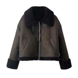 Damenjacken UNIZERA AutumnWinter Wear Fashion und Casual Vielseitiger Lederpelz Integrierter Motorradjackenmantel 231120