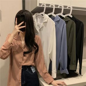 Women's Blouses 2023 Selling Women Tops Korean Fashion Long Sleeve Blouse Casual Ladies Work Button Up Shirt Female White Ay762
