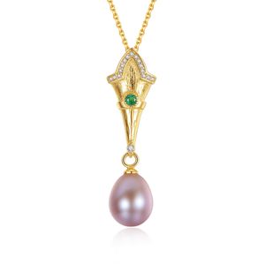 Retro Pearl Necklace S925 Silver Micro Set Zircon Plated 18k Gold Pendant Halsband Europeiska kvinnor Utsökta krage kedja bröllopsfest High End smyckespresent SPC