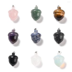 Pendant Necklaces Pandahall 10Pcs Natural Stone Pine Cones Pendants With Rack Plating Brass Findings For Necklace Earrings Jewelry Finding