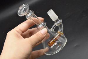 オプション用の3STYLE GLASS BONG WATER PIPIP Mini Smoking Bottle 14mm手作りガラス水フィルターリグハニカムオイルバーナーボンBJ