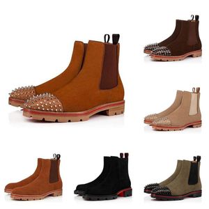 Designer melon strass stövlar berömda vintermärke män kvinnor ankel melon strass spikes boot calfskin gummi tossor luggar sul man byte elegant parti bröllop avslappnad