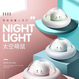 Nocne światła LED Dzieci Światło dla dzieci kreskówek myszy do sypialni wystrój prezent na prezent lampa estetyczna lampa dla zwierząt