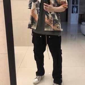 Abbigliamento firmato Pantaloni casual Versione alta Rhude Beauty Pantaloni cargo multitasche Pantaloni a gamba dritta Pantaloni con coulisse con fibbia Pantaloni casual da uomo In vendita