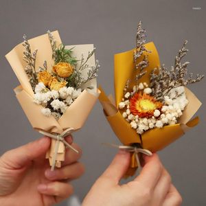 Decorative Flowers Mini Small Natural Dried Rose Bouquet Fresh Preserved Babysbreath Pography Po Home Decor Party Gift DIY