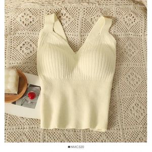 Frauen Tanks 2023 Thermische Unterwäsche Weste Frauen Herbst Winter Gestrickte Einfarbig Sexy Mode Crop Top Kleidung