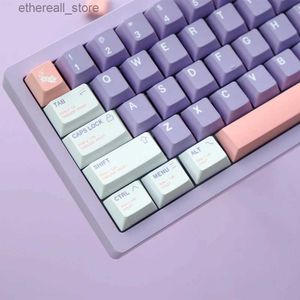 Keyboards 1 Set 129 Key GMK Purple Lilac PBT Material Cherry Profile Sublimation Suitable for 61/68/87/108 Key Mechanical Keyboard Keycap Q231121