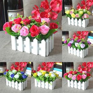 Decorative Flowers 1 Bouquet Artificial Flower DIY Stage Party Holiday Decor Wooden Fence Garden