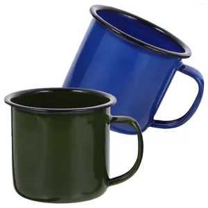 Mugs 2 Pcs Metal Colored Enamel Mug Office Travel Backpack Tin Camping Coffee Cup Beer