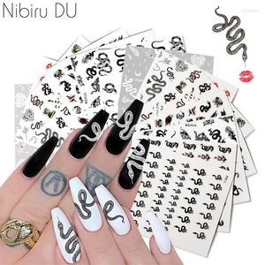 Nail Stickers & Decals Black Winter Water Snake Butterfly Animal Watermark Tattoo Design DIY Sliders For Nails Art Manicure Tool Prud22
