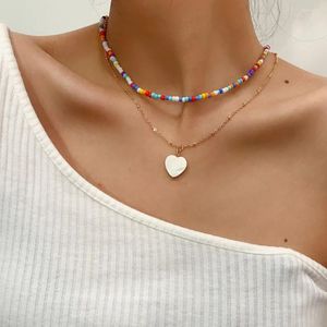 Chains 2023 Colorful Beads Strand Choker Necklace Women String Collar Charm Handmade Bohemia Collier Femme Jewelry Gift