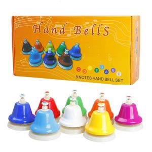 Outros artigos esportivos Orff Conjunto de instrumentos musicais Handbell Colorido 8Note Hand Bell Brinquedo musical infantil Bebê Educação infantil Lindo presente de Natal 231121