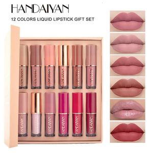 Lipstick HANDAIYAN Matt Lip gloss 12pcs Waterproof Long Lasting Moisturizing Lip Stick Set Nude Make up Beauty Tool Lip Cosmetic 231121