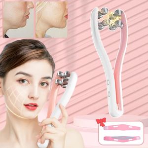 Ansiktsvårdsenheter EMS Face Massager Roller Y Form Face Lifting Device V Face Double Chin Remover Face Care Skin Care Home Use Beauty Tool 231121