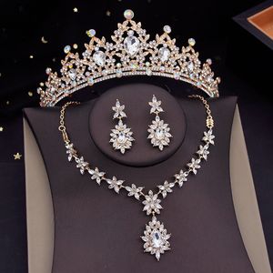 Wedding Jewelry Sets Girls Crown Bridal for Women Tiaras Evening Necklace Earring Dress Bride Accessory 230420