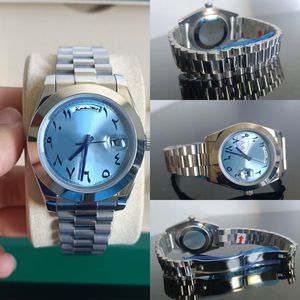 Diario settimanale di orologio da uomo di lusso Diario arabo blu quadrante 40 mm/36 mm Watch Waterrooproof Sapphire Calendario ingrandito Calendario completamente automatico Meccanico Meccanico Montre