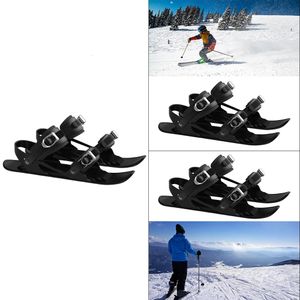 Sledding 1 Pair Mini Ski Skates Outdoor Adjustable Wear Esistant Bindings Skiboard Universal for Snow Short Black Snowboard 231120