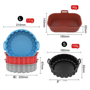 Baking Dishes Pans 3 Size Airfryer Reusable Pot Sile Easy To Clean Oven For Round Liner Pizza Chicken Plate Grill Nonstick Pan Mat Dhlxx