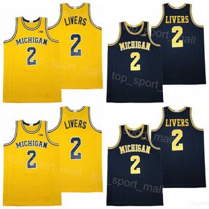 College basket wolverines 2 Jesaja lever tröjor män universitetsteam färg vit marinblå blå andas skjorta ren bomull för sportfans Pullover Size S-xxxl