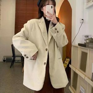 Kurtki damskie Rimaryczne jednorarskie piersi Blazer Blazer Kobiet Autumn Loose Office Ladies 2023 Korean Color Kolor Woman Kobieta