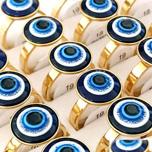 Casal Rings BK Lotes 30pcs Gold Devils Eye Eye Stainless Aço ocular Presentes Mulheres homens góticos jóias punk gota de entrega anel dhgarden dhfxb