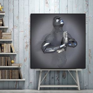 Romantische abstrakte Kunstwandbilder Wandkunst Poster Metallfigur Statue Leinwand Gemälde Poster Bilder Wohnzimmer Hotel Wohnkultur