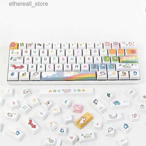 Keyboards Personalized Animal Party Printing White Mechanical Key Cap Pbt Xda Keycaps for 61/87/98/104/108 Cross Satellite Shaft Keyboard Q231121