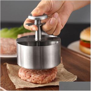 Utensili per carne e pollame Potry Pressa per hamburger in acciaio inossidabile 304 Hamburger Patty Maker Hamburger di maiale e manzo Stampo manuale per griglia Piastra Kitche Dhr4X