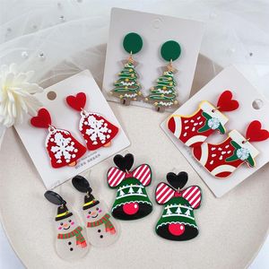 Hoop Earrings 2023 Trendy Statement Christmas Tree For Women Snowman Drop Jewelry Girls Gifts Wholesale