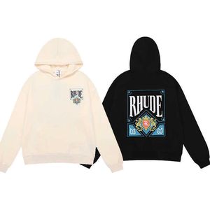 Roupas de grife Hoodies Sweatshirts Rhude Baralho Impresso Camisola com Capuz de Rua Americana Moda de Marca de Moda Casual Solta com Capuz Homens Mulheres