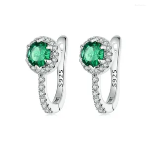 Brincos de argola moda verde zircônia em forma de u para mulheres luxo versátil temperamento orelha studs jóias da menina presentes de férias