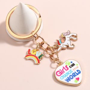 Creative Cartoon Rainbow Horse Unicorn Keychains Pendant Fashion Zinc Alloy Keychain Jewelry Gift In Bulk