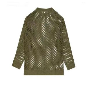 Erkek Sweaters Erkek Bahar Sonbahar Üst Fishnet oyuk Out Yuvarlak Boyun Gevşek Külot Örme Elastik Yumuşak Sweater Clubwear Hip Hop