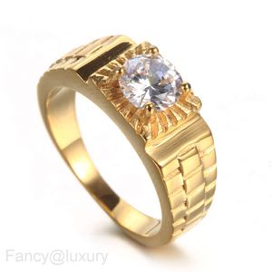 Stainless steel electric gold diamond band men's ring fashion simple titanium steel hip hop men's ring