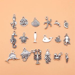 チャーム18pcs/set sea animals octopus jellyfish crab for Jewelry making pendant diy crafts accessories l10319