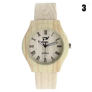 Orologi da polso Uomo Donna Orologio al quarzo Pelle PU Modello in legno Orologio da polso Studente Sport Numeri casuali