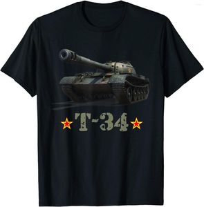 メンズTシャツ第一次世界大戦ソビエトタンクT-34メンズTシャツ半袖カジュアルコットンOネックサマーティー