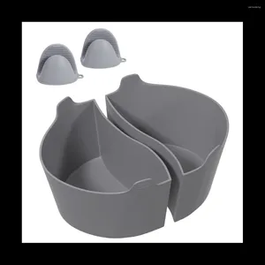 Panelas 2 pcs reutilizáveis forros de divisor de fogão lento de silicone para 6-7-8 QT Crocker Pot com 2 clipes de mão plástico de substituição