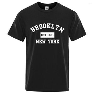 Men's T Shirts Brooklyn Est. 1631 York Letter Print Shirt Men Casual Loose Menswear Oversize Summer Cotton O-Neck Clothing