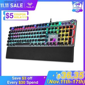 Keyboards AULA Gaming Mechanical Keyboard Retro Square Glowing Keycaps Backlit USB Wired 104 Anti-ghosting Gaming Keyboard for PC laptop Q231121