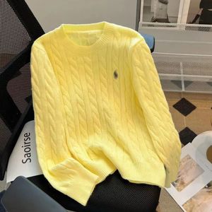 Damskie swetry damska żółta sukienka retro sweter ciemnoniebieski długony rękaw swobodny koreańska torba mody damska 2023 Zima nowa najlepsza 231121