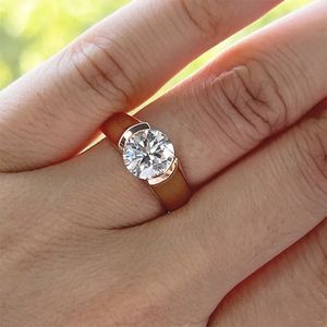 Wedding Rings COSFIX 2ct Diamond Engagement Rose For Women 100 925 Sterling Silver Bridal Band Bezel Setting 231120