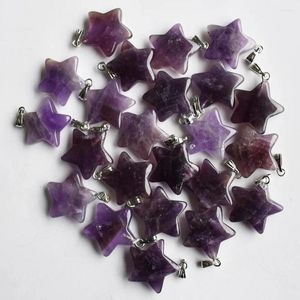 Kolye Kolyeleri 2023 Moda Çeşitli Doğal Taş Ametists Satıyor DIY Mücevherat için Star Charms 30 PCS/LOT TOPTAN ÜCRETSİZ