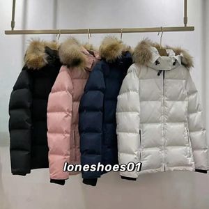 Luxury women down jacket canadian fashion brand goose long coat pocket fur collar thermal top female autumn and winter large real coyotes slim off white black blue