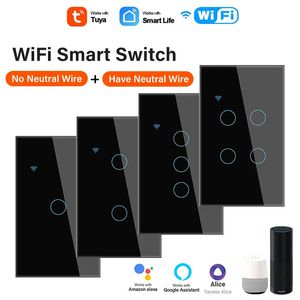 Smart Home Control Tuya WiFi US Light Switch Neutral Wireno Wire krävs 120 Typ Wall Touch Work med Alexa Google 231121